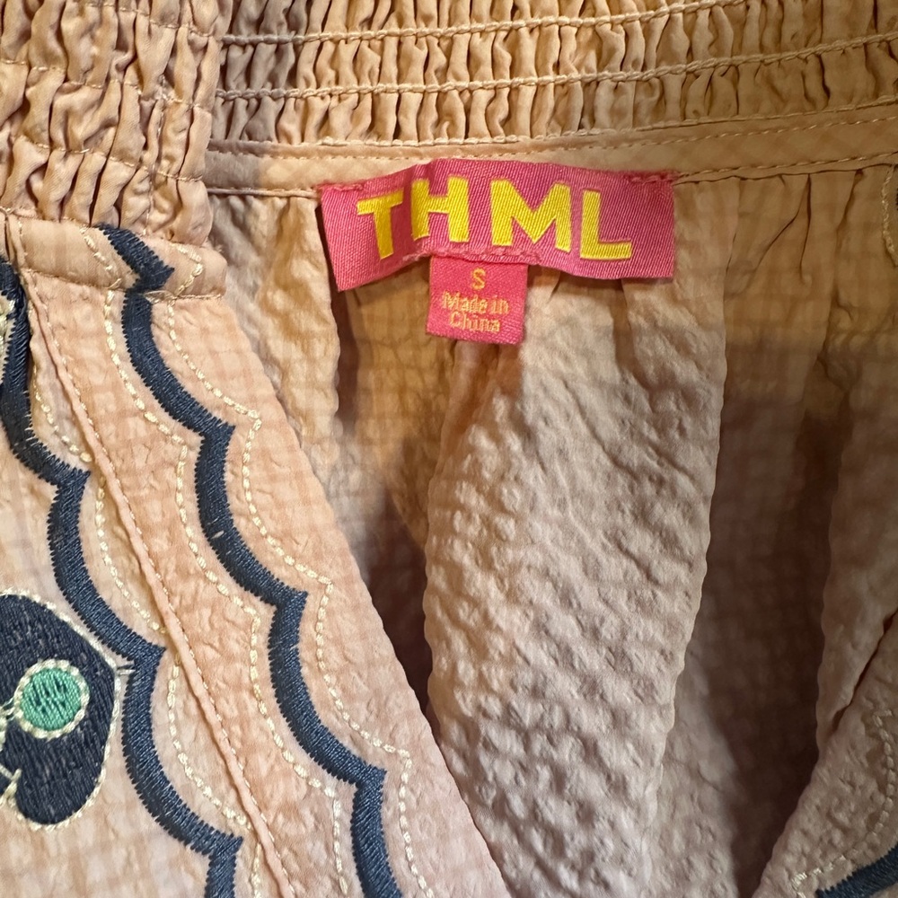 THML Blush Pink Embroidered Tunic with Navy & Teal Accents - Picture 3 of 6
